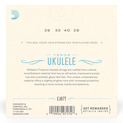 D'ADDARIO EJ87T TITANIUM UKULELE TENOR струни для укулеле тенор
